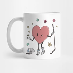 Retro Hockey Heart Shirt, Hockey Valentines Day Gift Mug